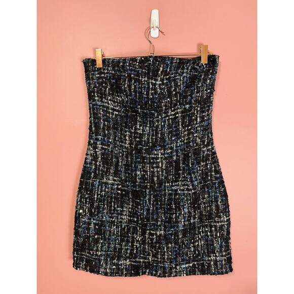 NEW Superdown Nanea Strapless Tweed Mini Dress in Black Size Medium - Picture 2 of 8